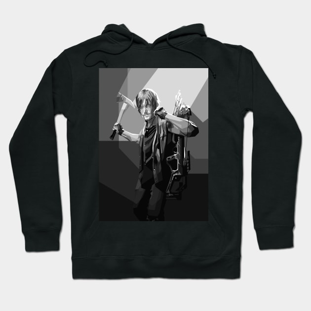 Daryl Dixon WPAP Pop art Black & white Hoodie by godansz